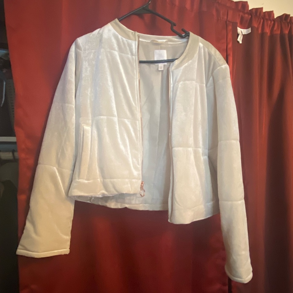 Cream velour puffer jacket